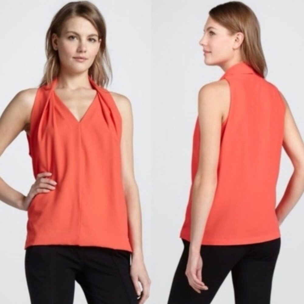 Diane Von Furstenberg Orange Sleeveless Tunic Top Size Medium